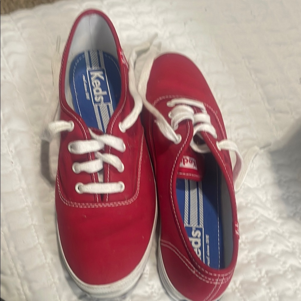 Keds Red and White Athletic Shoes with Canvas Upper